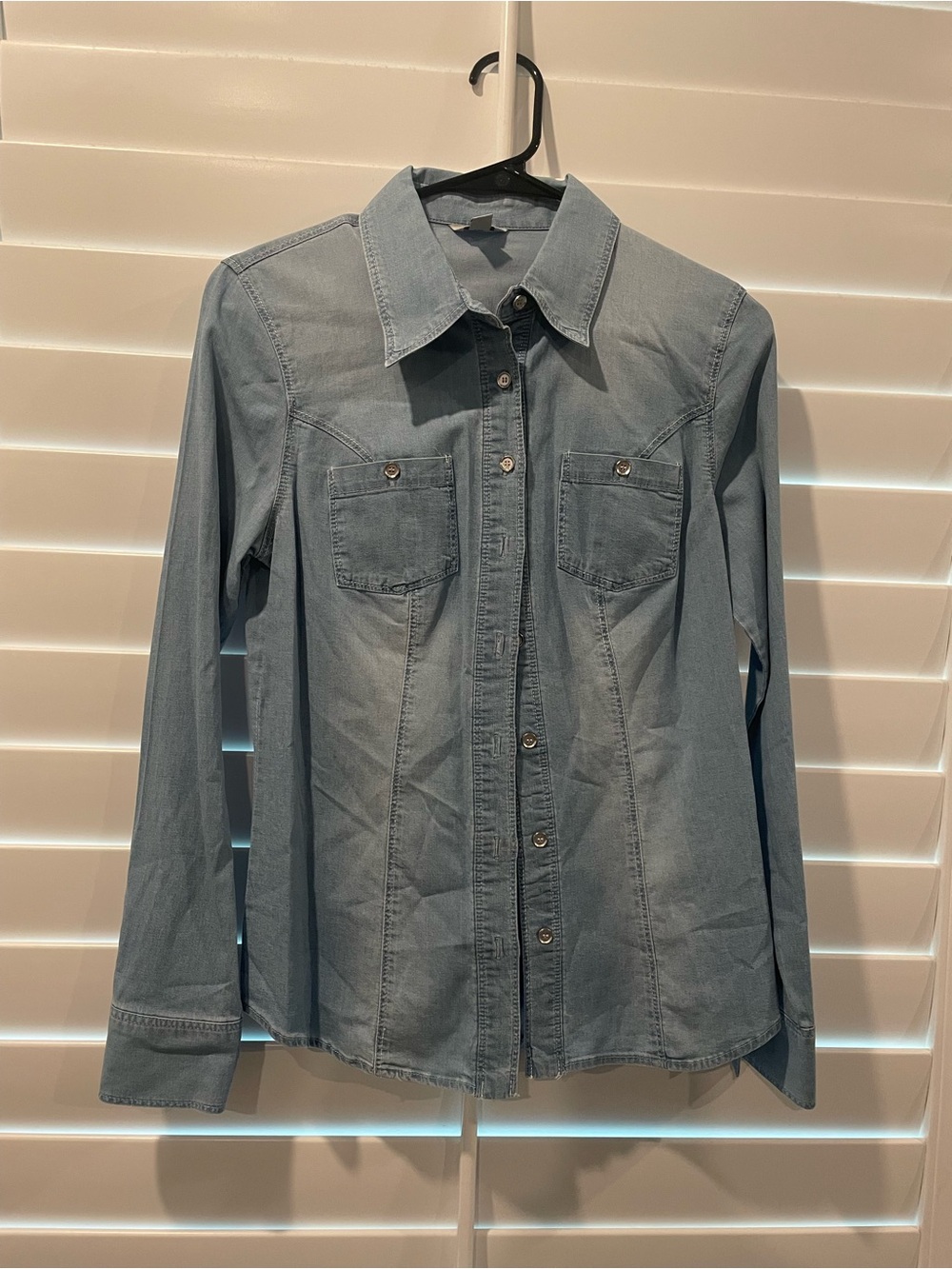 Guess Light Blue Denim Shirt with Label Detail